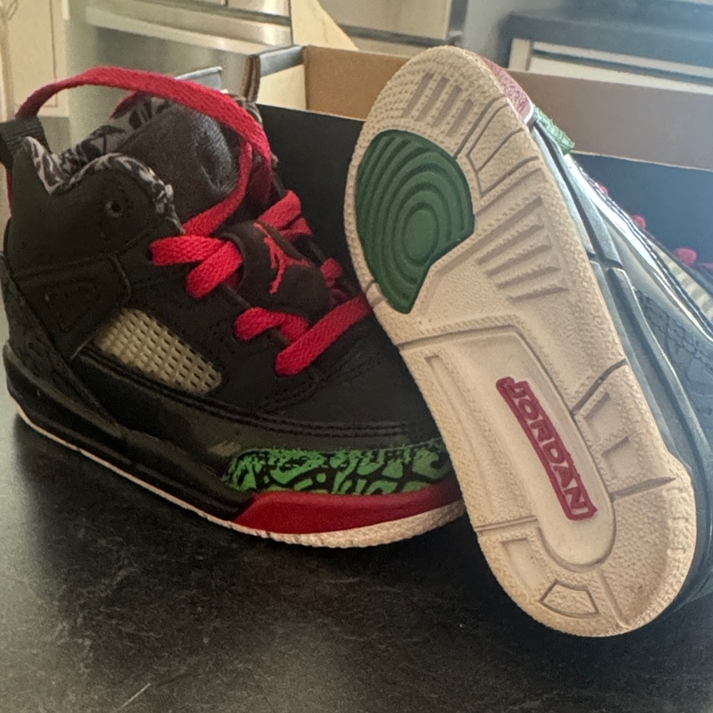 Jordan Baby Sneakers in Black with Red and Green Accents